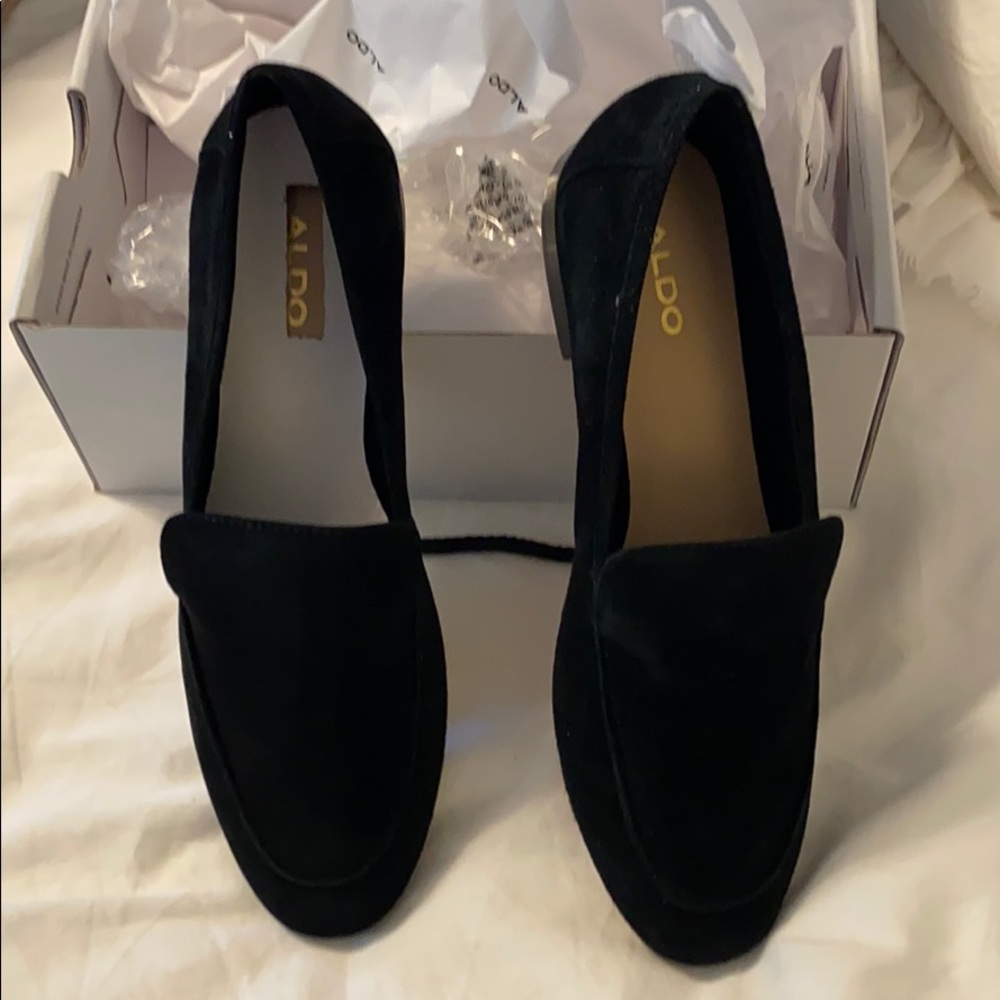 Aldo black suede loafers